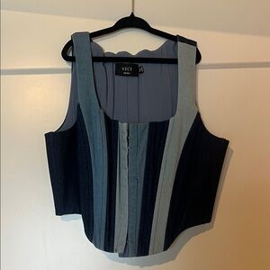 Vici Women's Multi-Blue Striped Blouse